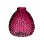 Flaschenvase NELLOMIO mit Blattstruktur, Glas, pink-klar, 13cm, Ø12cm