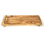 Vitage Holztablett FENRIK mit Henkel, natur geflammt, 40x14x4cm