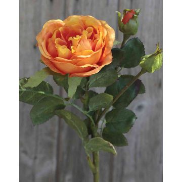 Umělá růže stolistá OLIVERA, oranžová, 30cm, Ø9cm