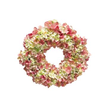 Květinový věnec hortenzie MUSHANA, růžovo-krémový, Ø40cm