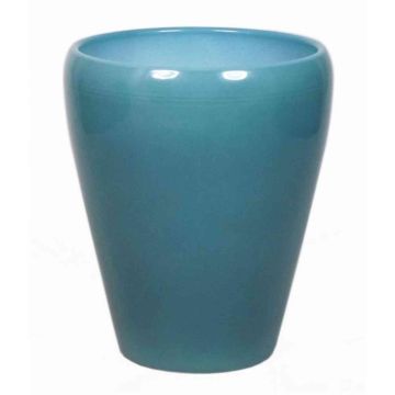 Kónická váza na orchideje NAZARABAD, keramika, oceánsky modrá, 17cm, Ø14cm